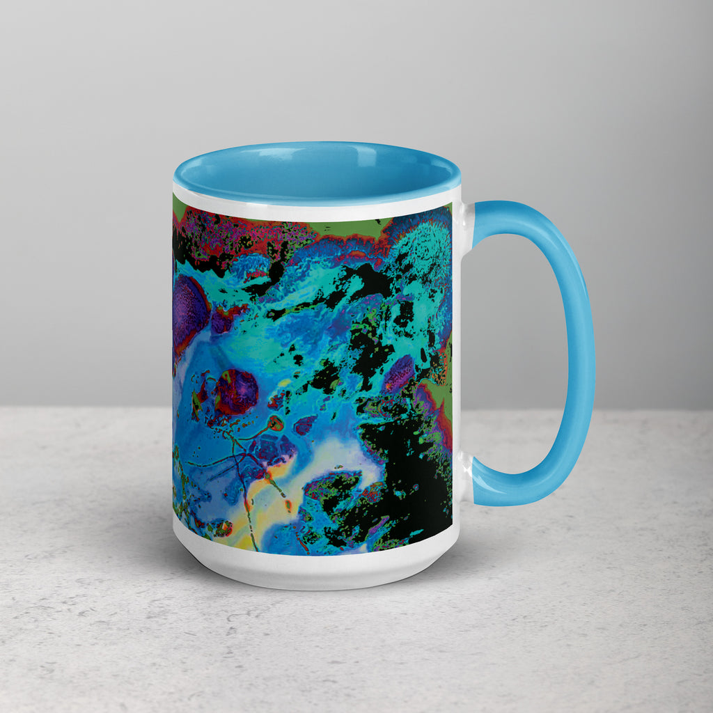 Blue Abstract Art Ceramic Coffee Mug with Blue Color Inside