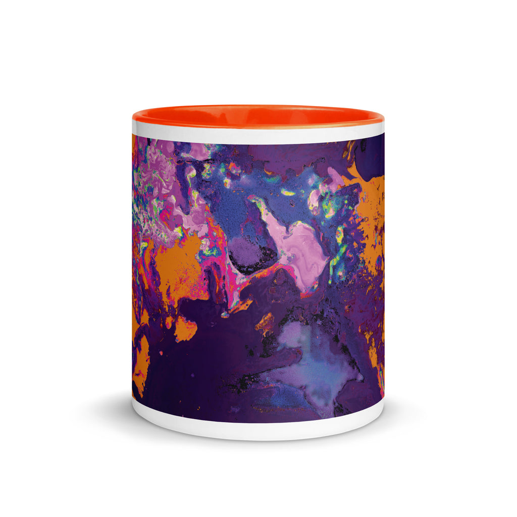 Magenta Orange Abstract Art Ceramic Coffee Mug with Orange Color Inside