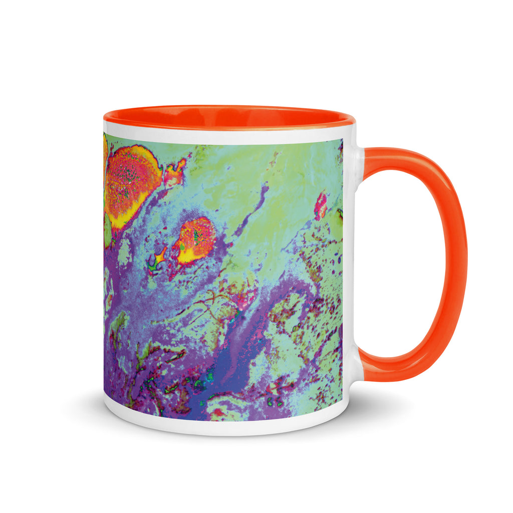 Neon Abstract Art Ceramic Mug with Orange Color Inside