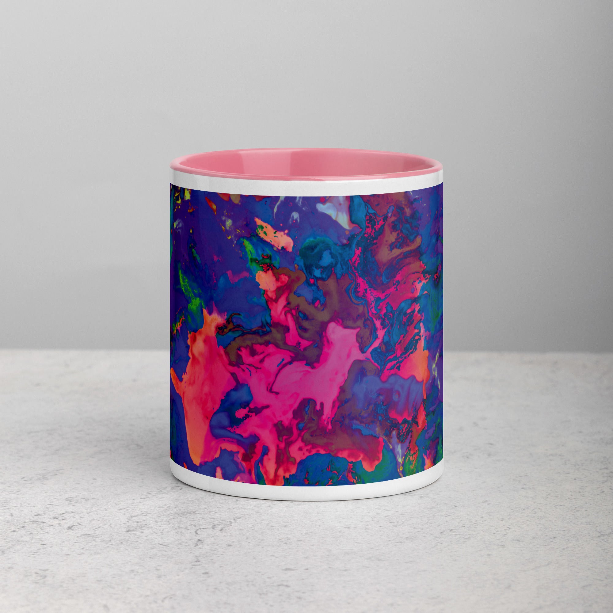 Pastel Abstract Art Mug with Pink Color Inside