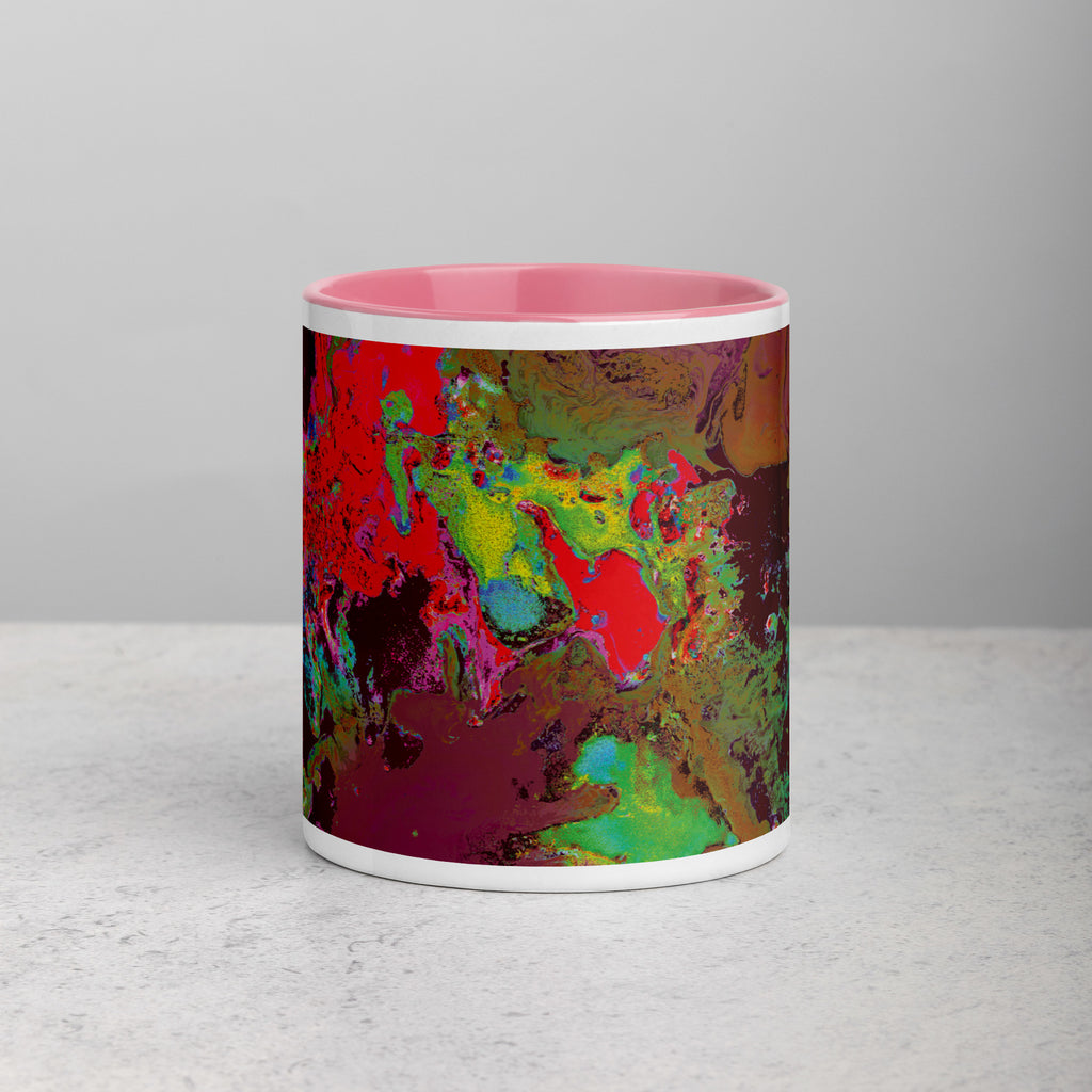 Magenta Abstract Art Ceramic Coffee Mug with Pink Color Inside
