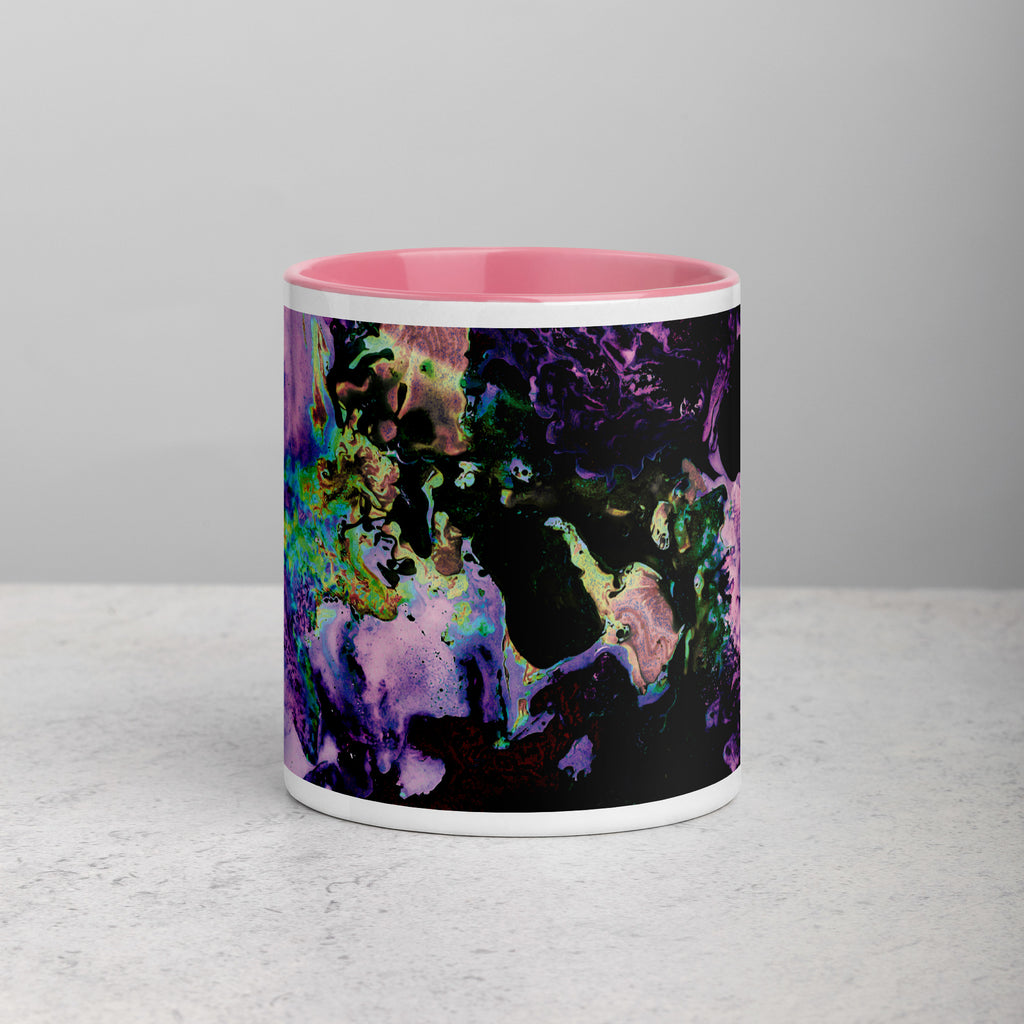 Lavender Abstract Art Ceramic Coffee Mug with Pink Color Inside