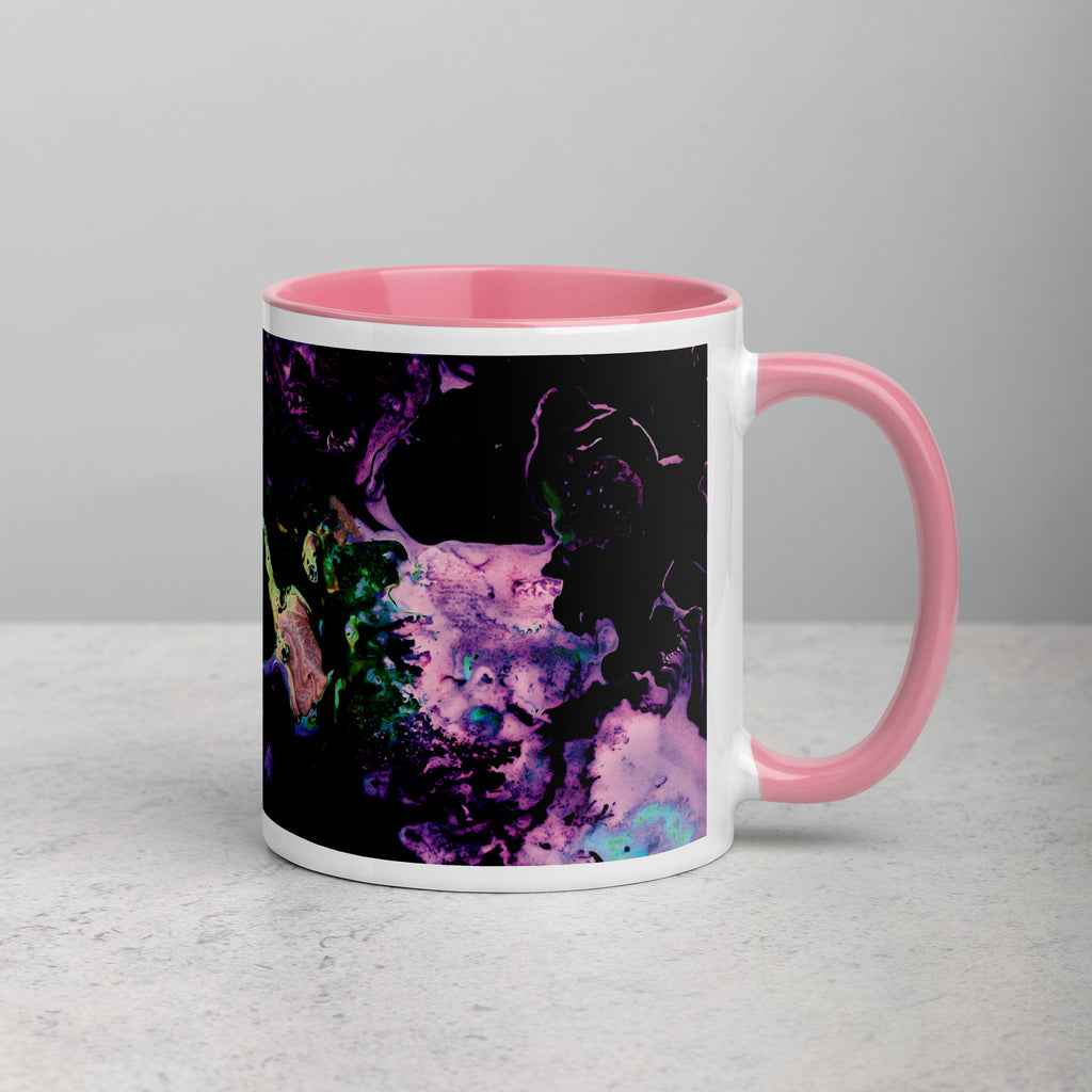 Lavender Abstract Art Ceramic Coffee Mug with Pink Color Inside