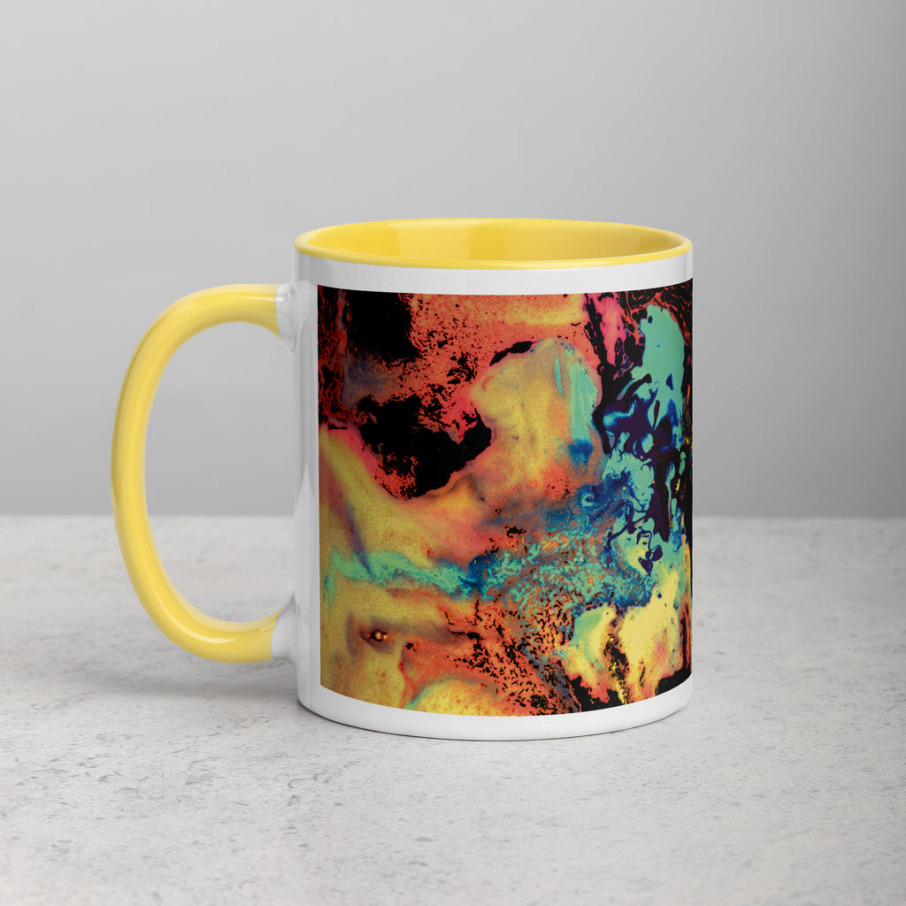 Yellow Abstract Art Ceramic Coffee Mug with Yellow Color Inside