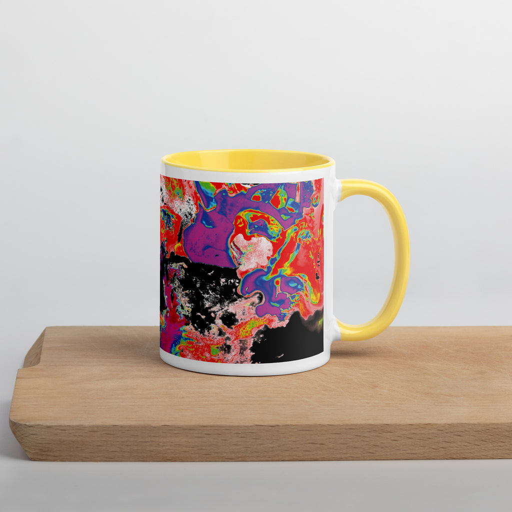 Neon Abstract Art Ceramic Coffee Mug With Yellow Color Inside