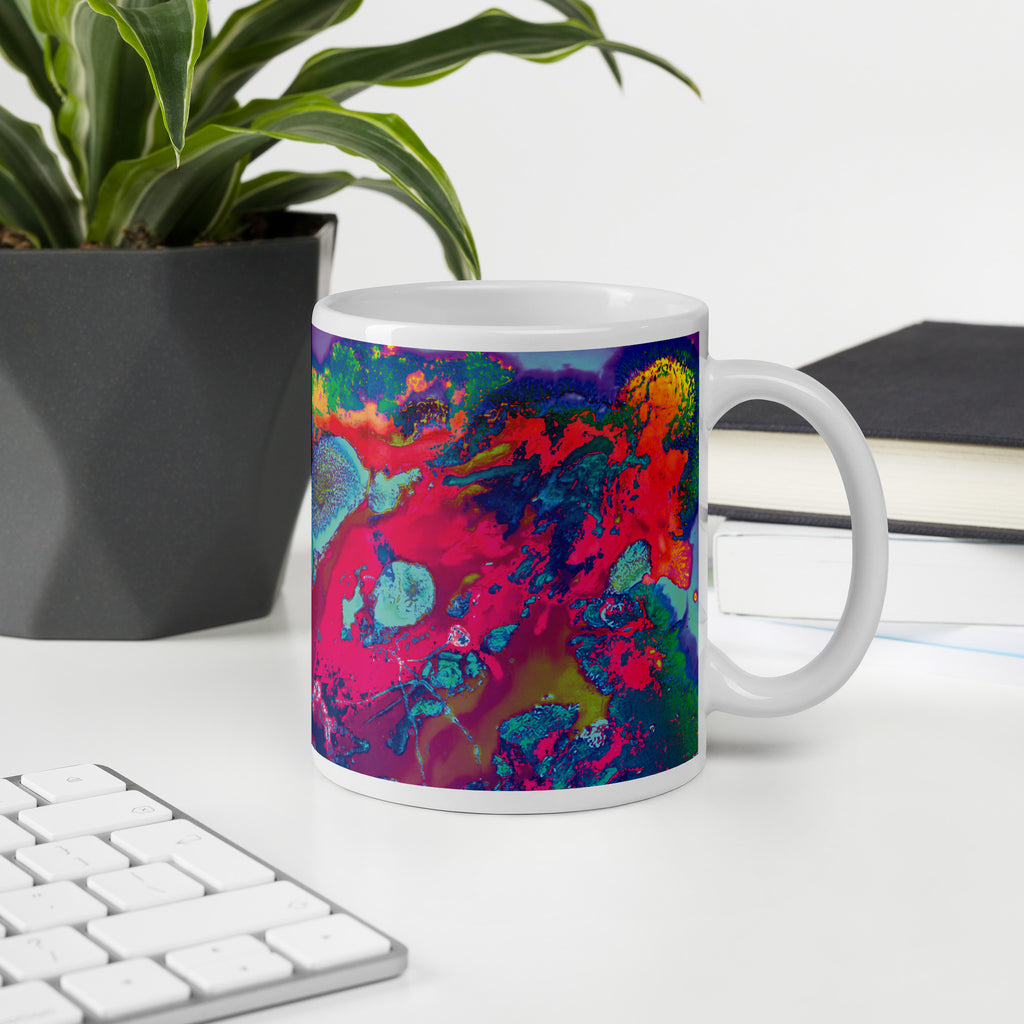 Magenta Colorful Abstract Art Ceramic Coffee Mug