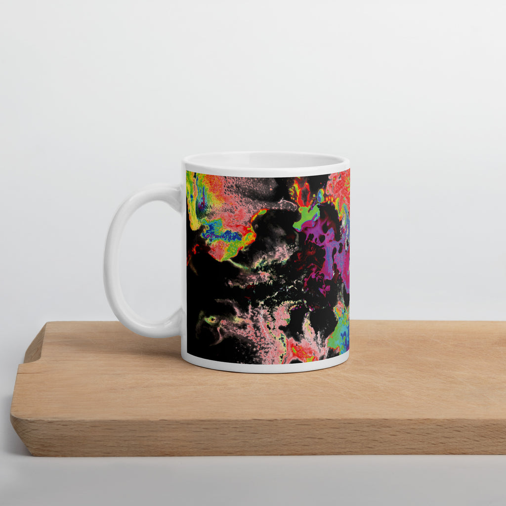 Neon Red Abstract Art Ceramic Coffee Mug