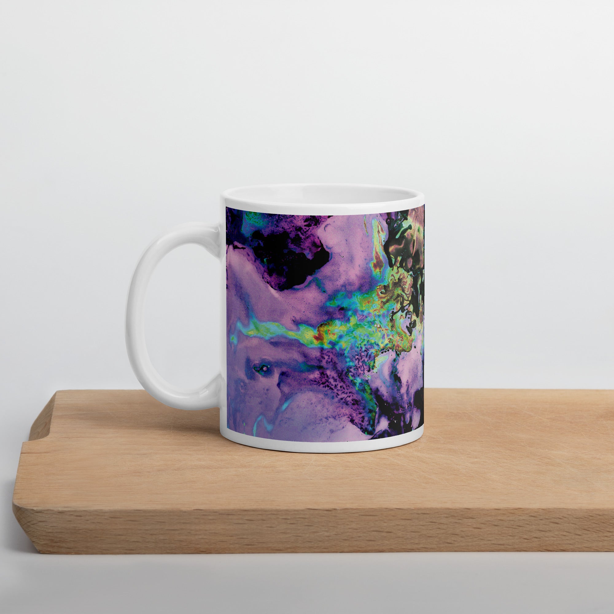 Lavender Neon Abstract Art Ceramic Coffee Mug