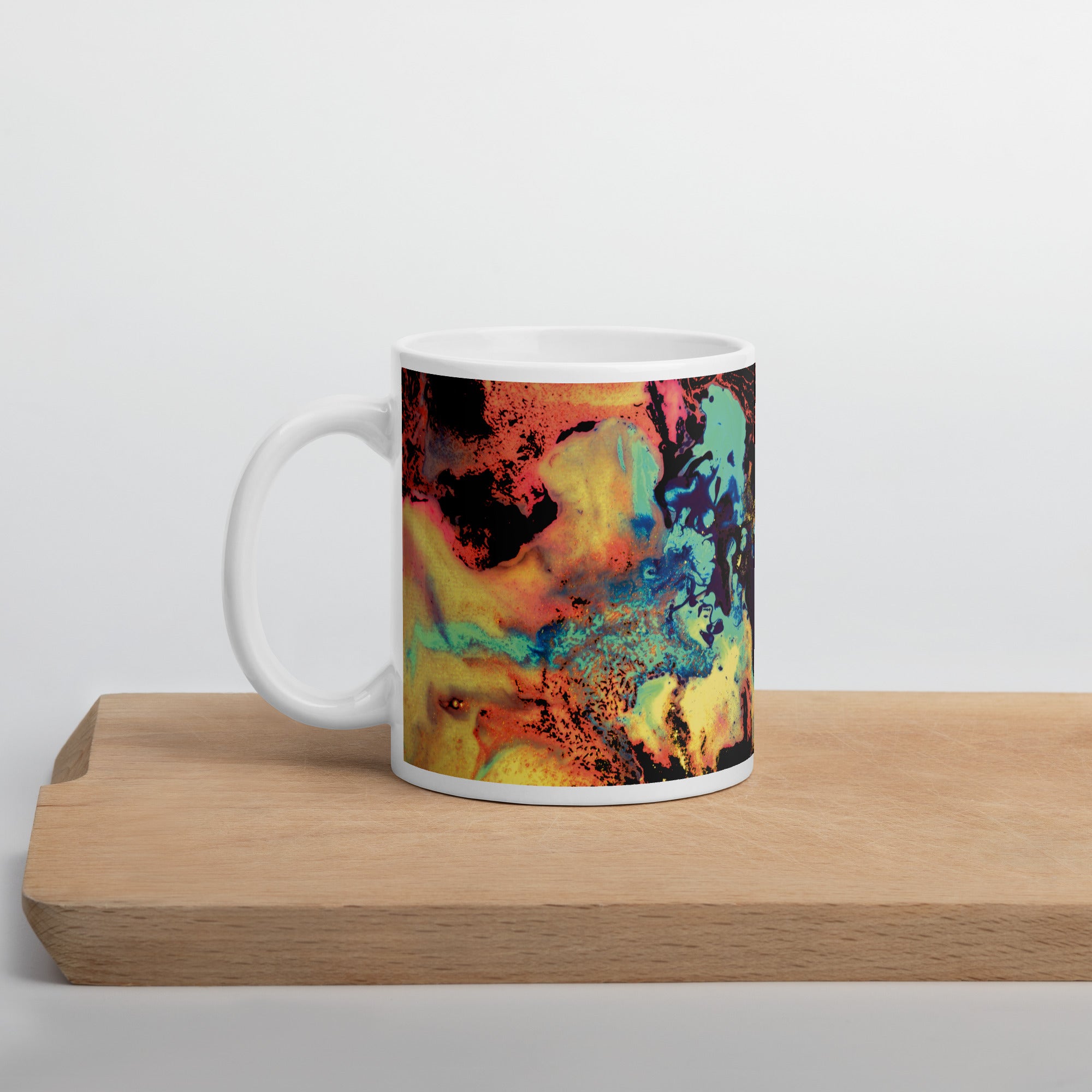 Yellow Abstract Art Ceramic Coffee Mug