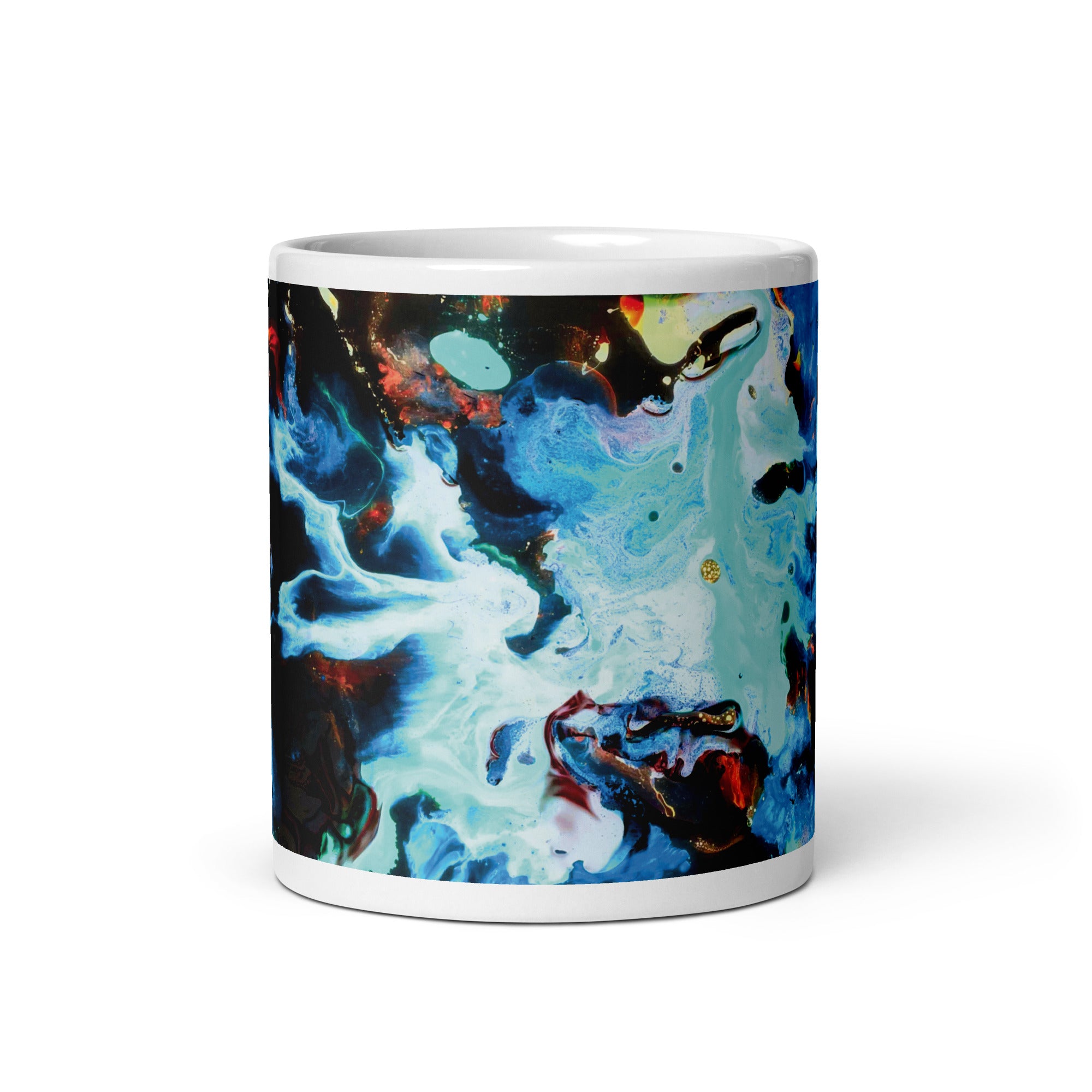 Aqua Abstract Art Ceramic Coffee Mug