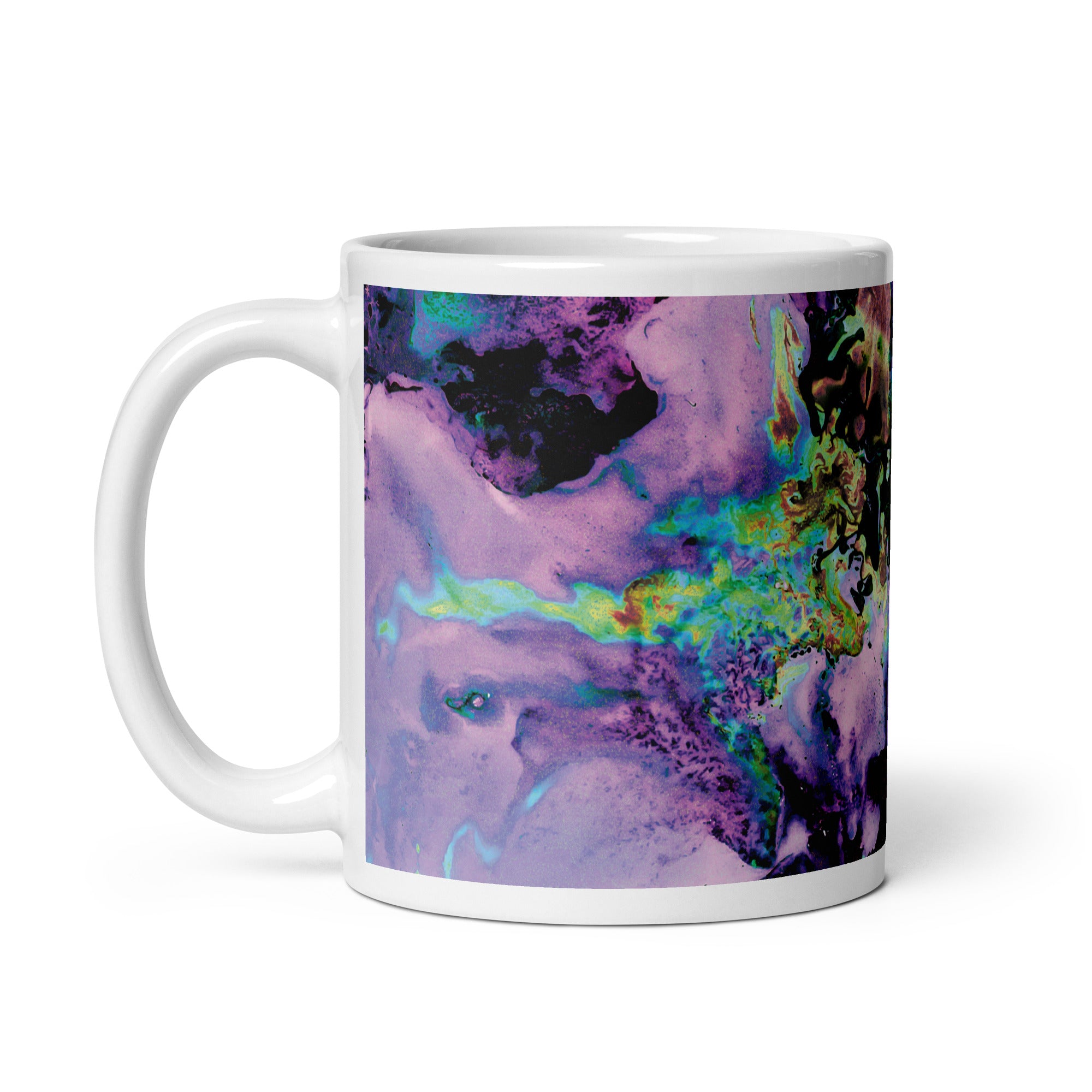 Lavender Neon Abstract Art Ceramic Coffee Mug