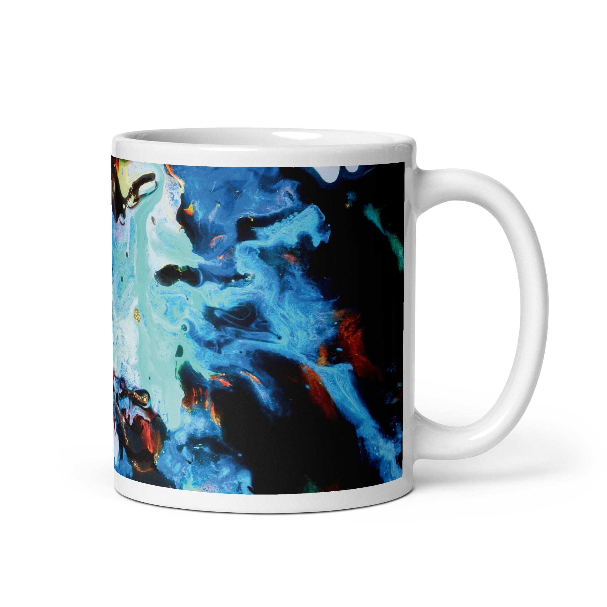 Aqua Abstract Art Ceramic Coffee Mug