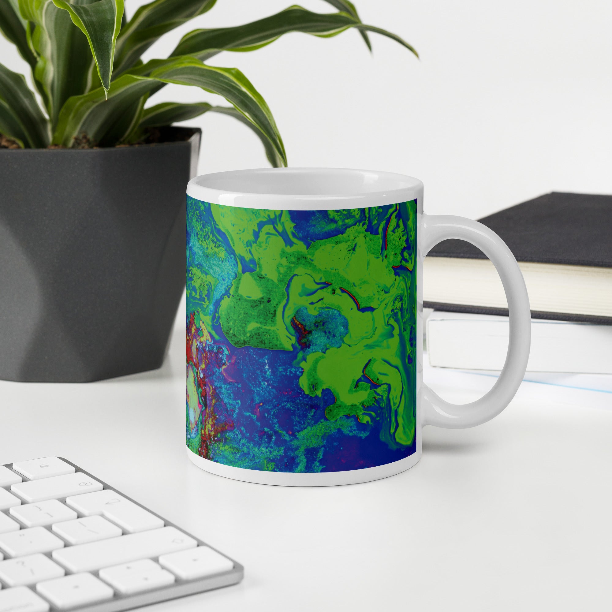 Neon Abstract Art Ceramic Coffee Mug