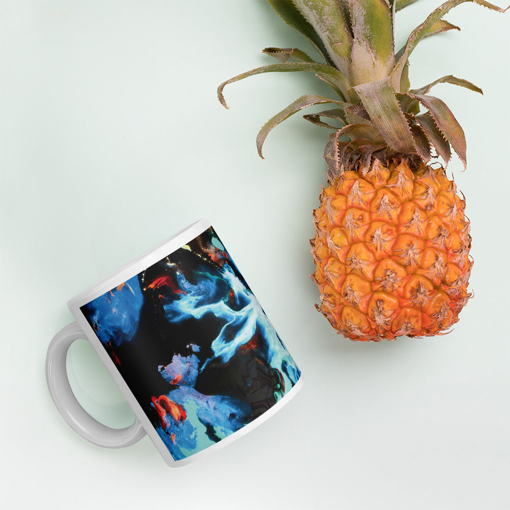 Aqua Abstract Art Ceramic Coffee Mug