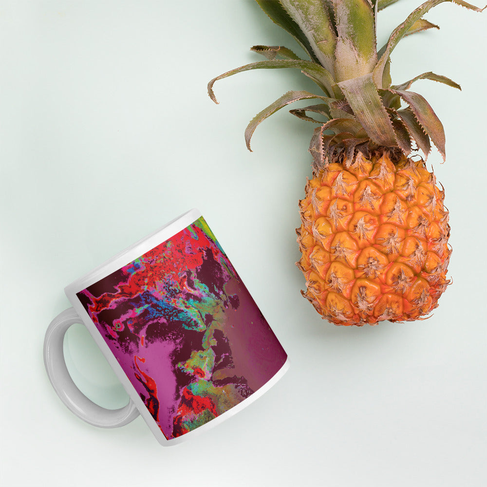 Maroon Abstract Art Ceramic Coffee Mug