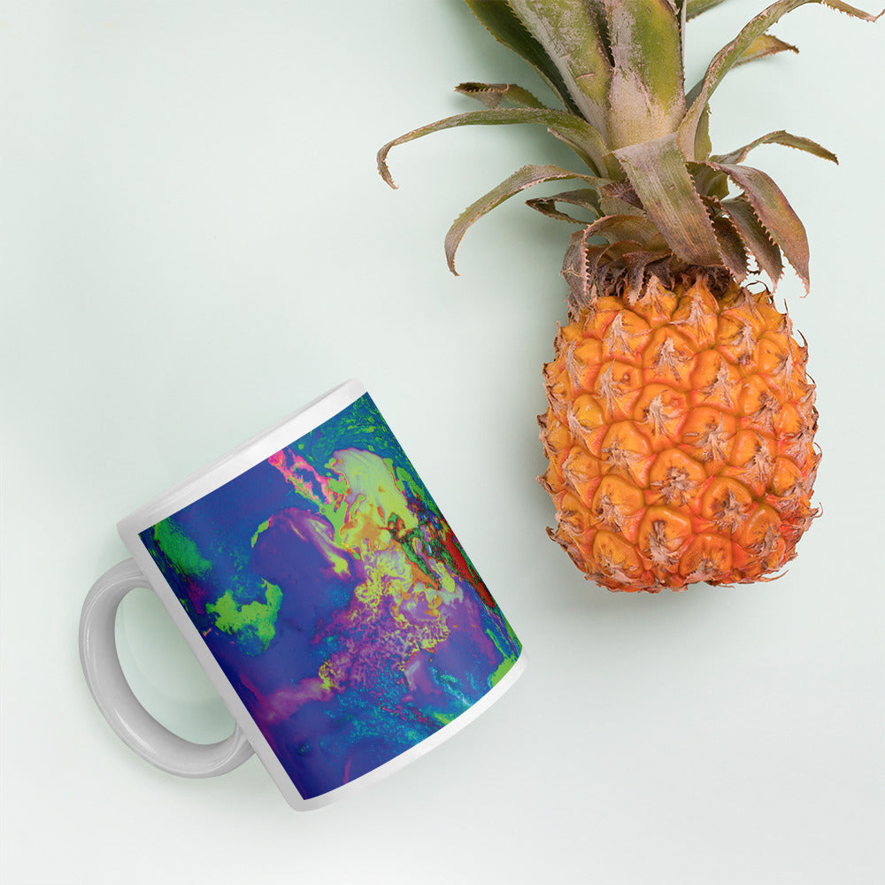 Neon Abstract Art Ceramic Coffee Mug