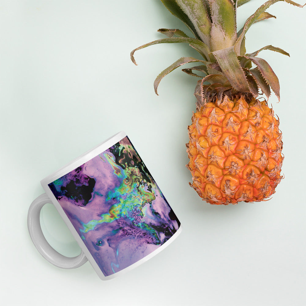 Lavender Neon Abstract Art Ceramic Coffee Mug