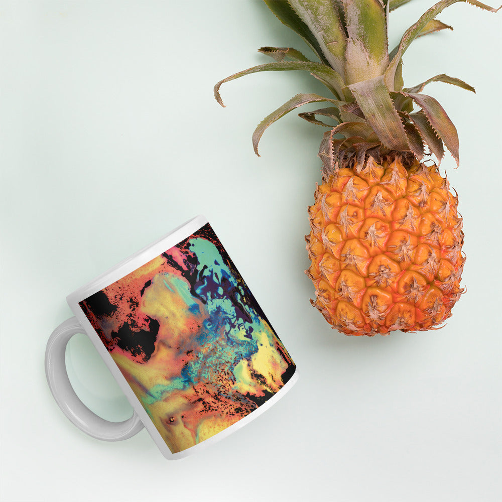Yellow Abstract Art Ceramic Coffee Mug