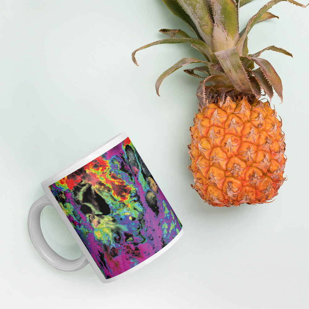 Magenta Neon Abstract Art Ceramic Coffee Mug