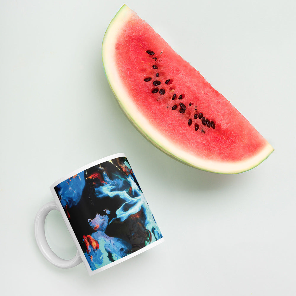 Aqua Abstract Art Ceramic Coffee Mug