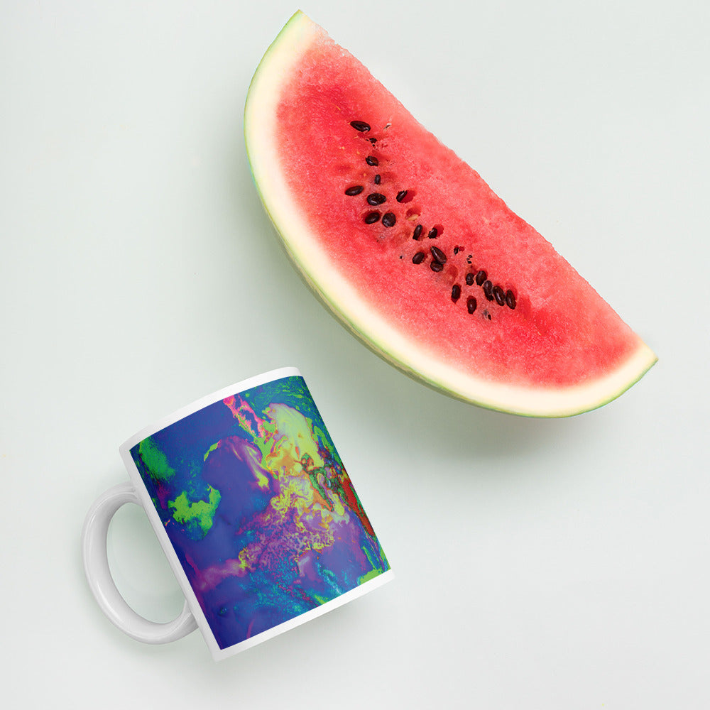 Neon Abstract Art Ceramic Coffee Mug