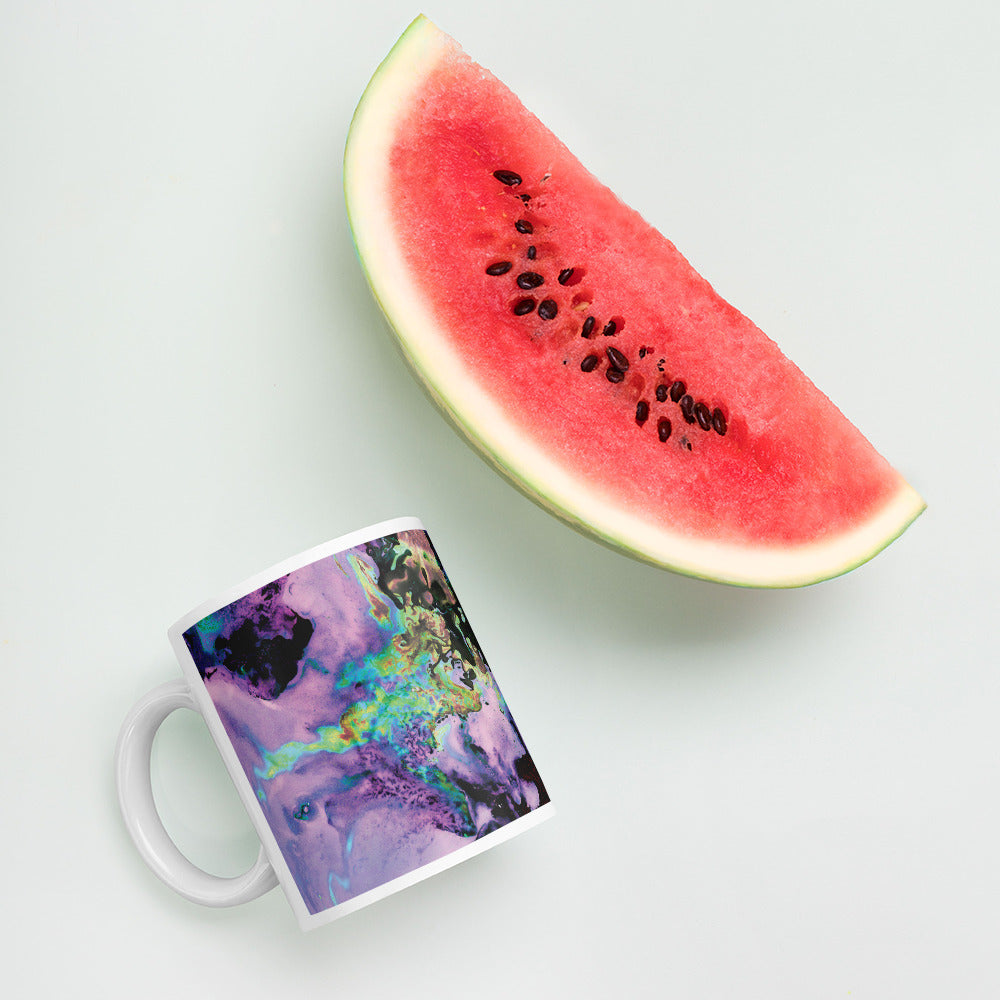 Lavender Neon Abstract Art Ceramic Coffee Mug
