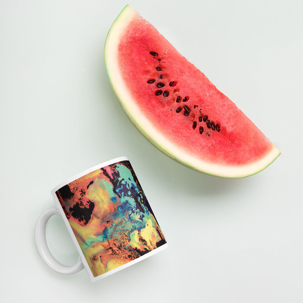 Yellow Abstract Art Ceramic Coffee Mug