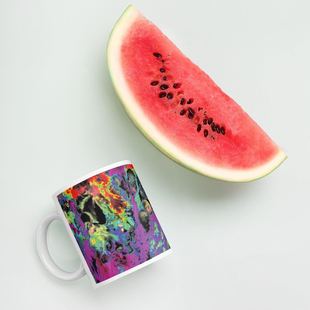 Magenta Neon Abstract Art Ceramic Coffee Mug