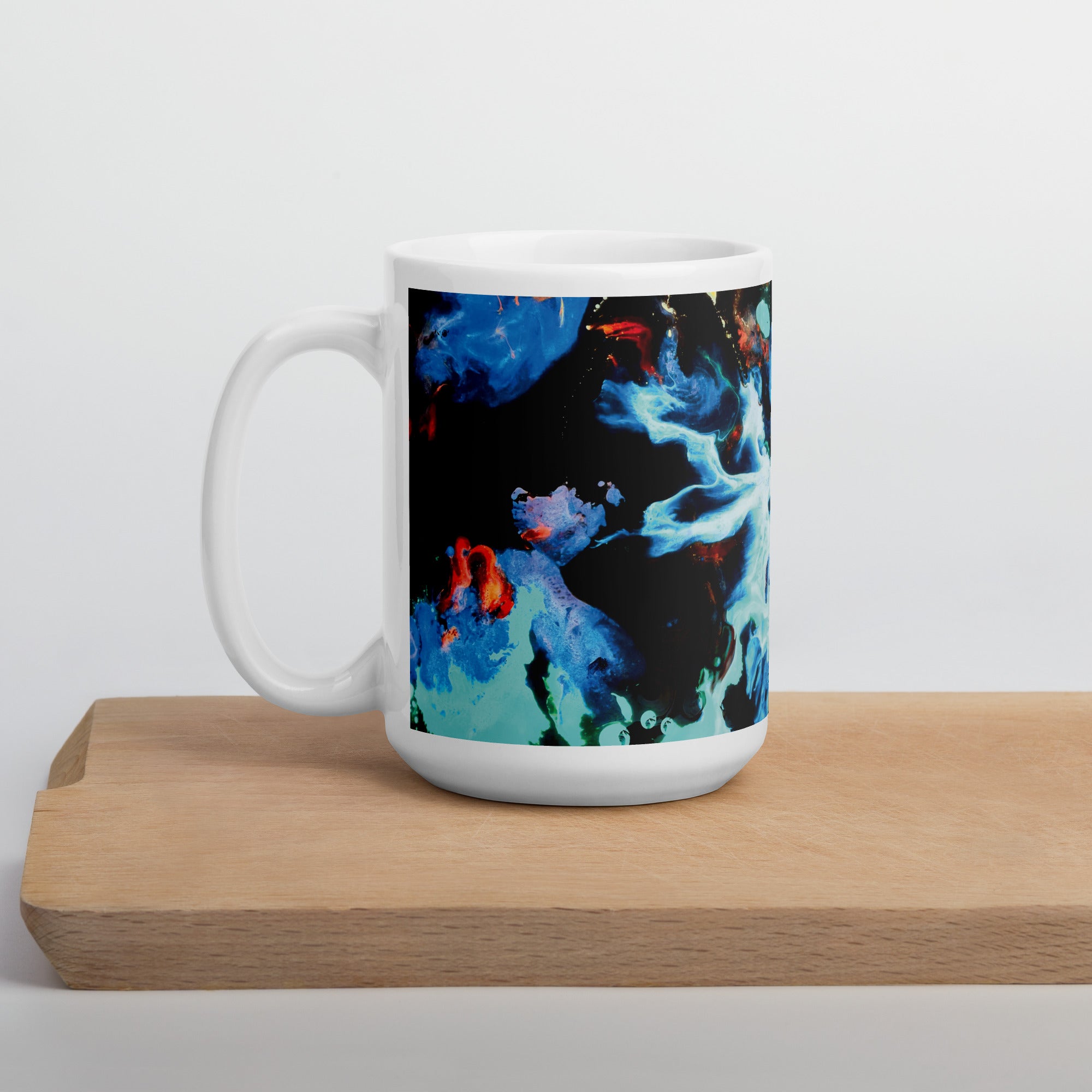 Aqua Abstract Art Ceramic Coffee Mug