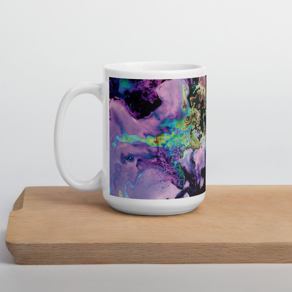 Lavender Neon Abstract Art Ceramic Coffee Mug