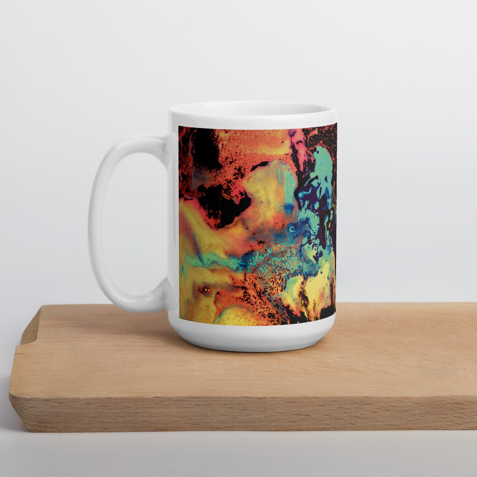 Yellow Abstract Art Ceramic Coffee Mug