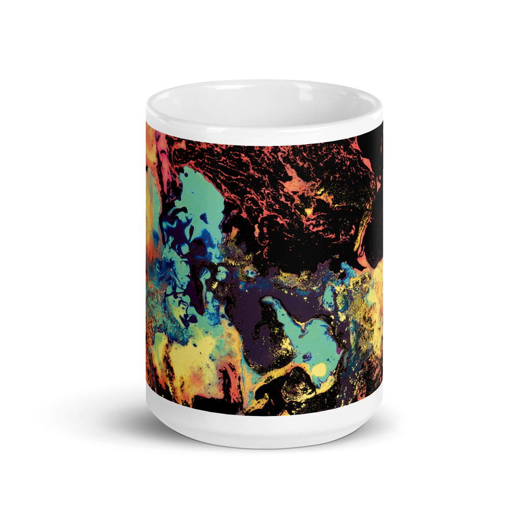 Yellow Abstract Art Ceramic Coffee Mug