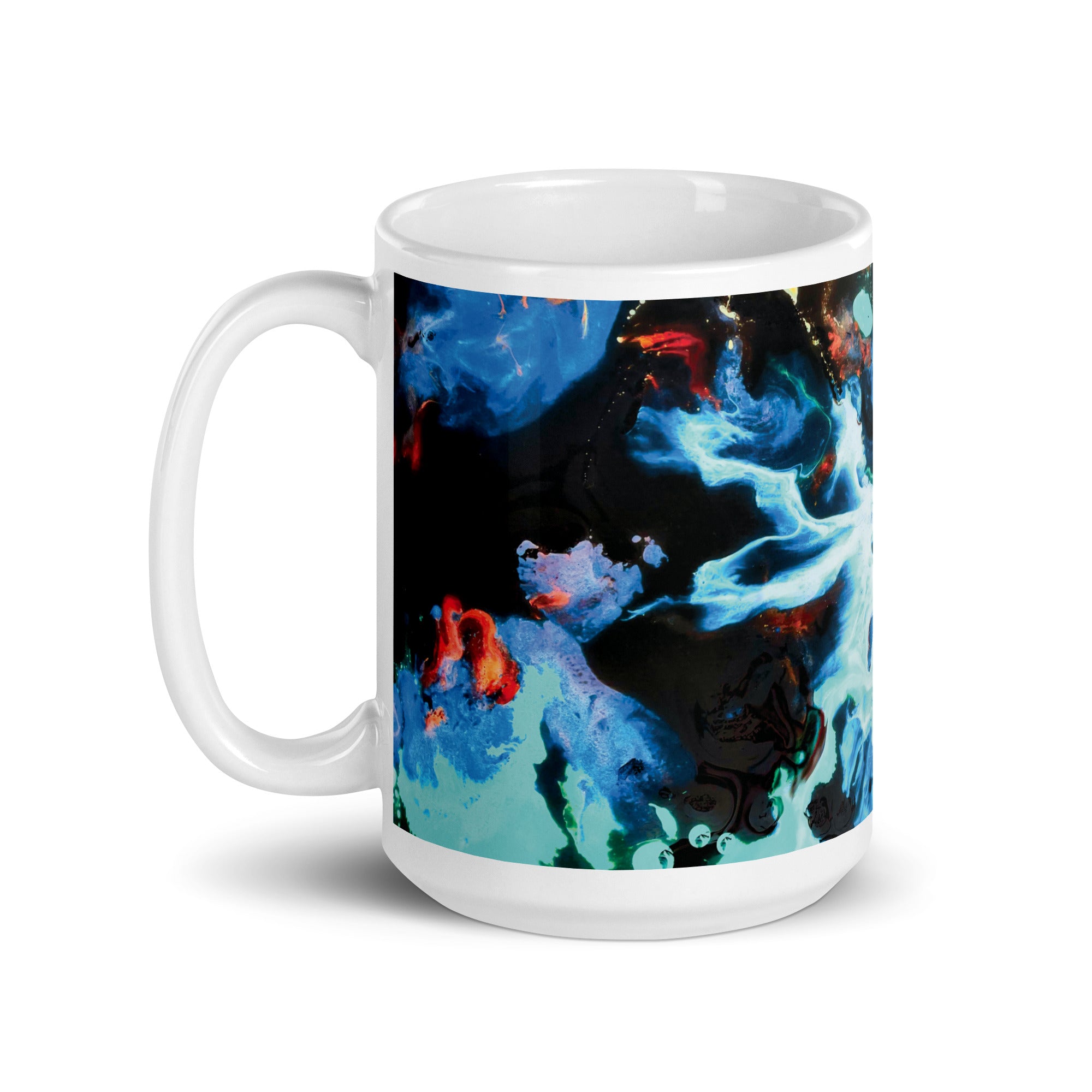 Aqua Abstract Art Ceramic Coffee Mug