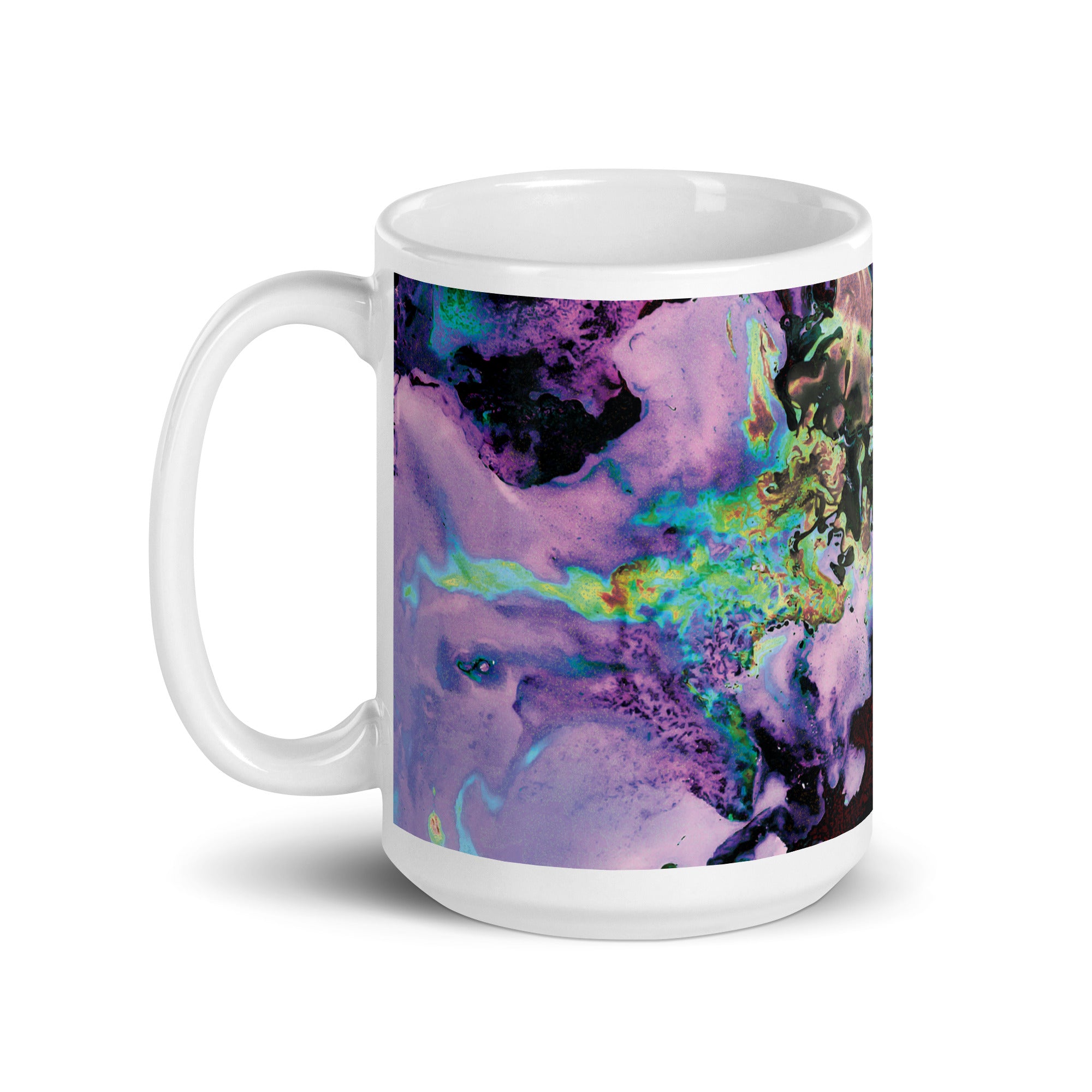 Lavender Neon Abstract Art Ceramic Coffee Mug