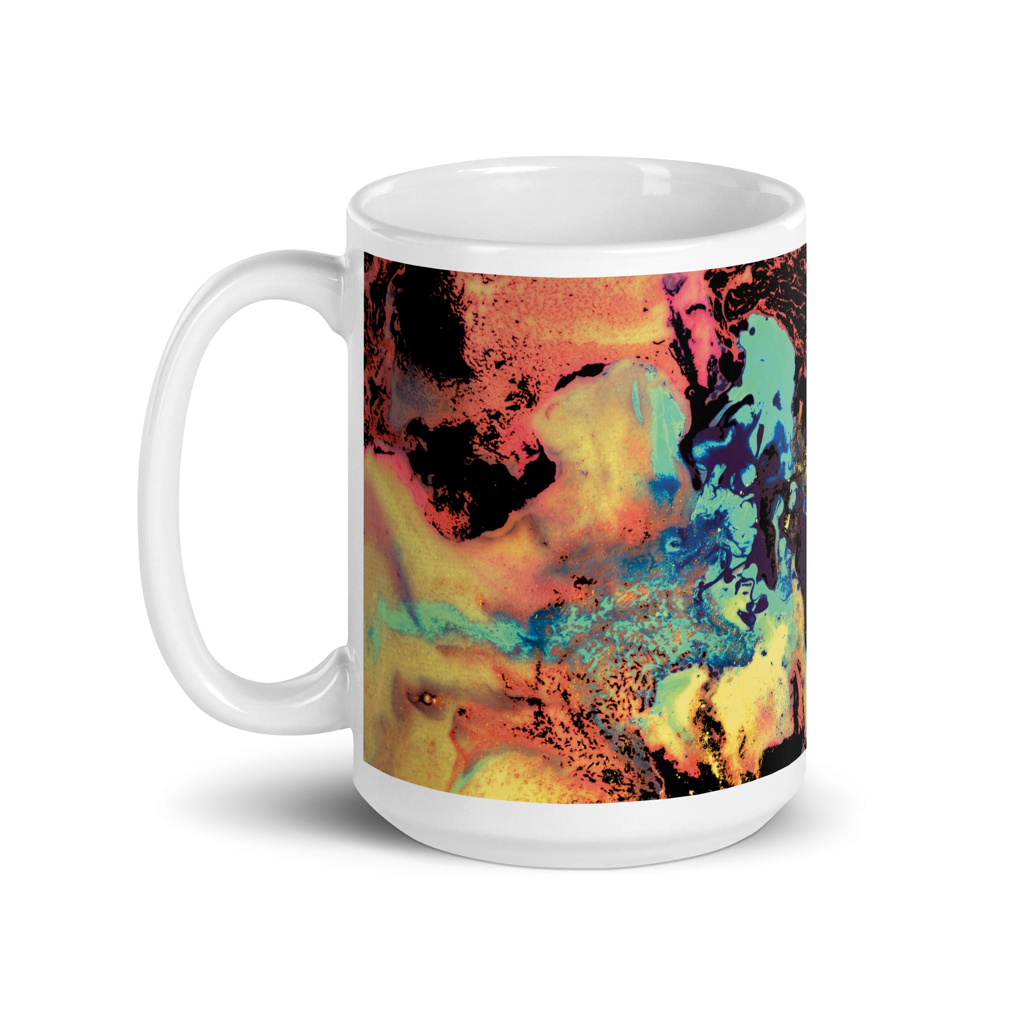 Yellow Abstract Art Ceramic Coffee Mug