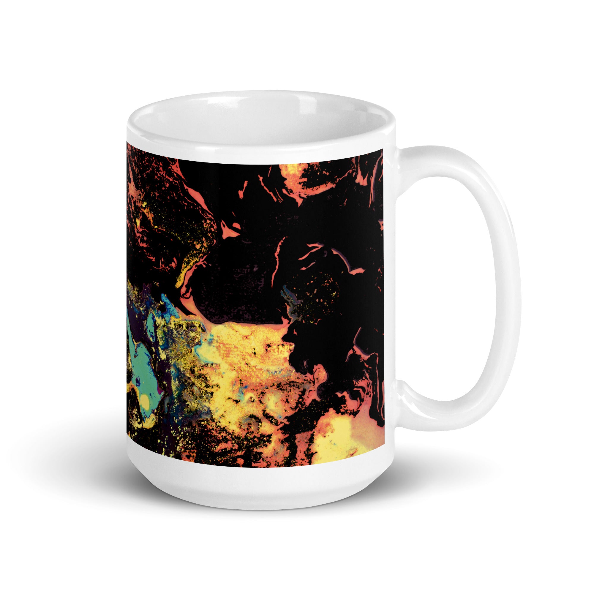Yellow Abstract Art Ceramic Coffee Mug