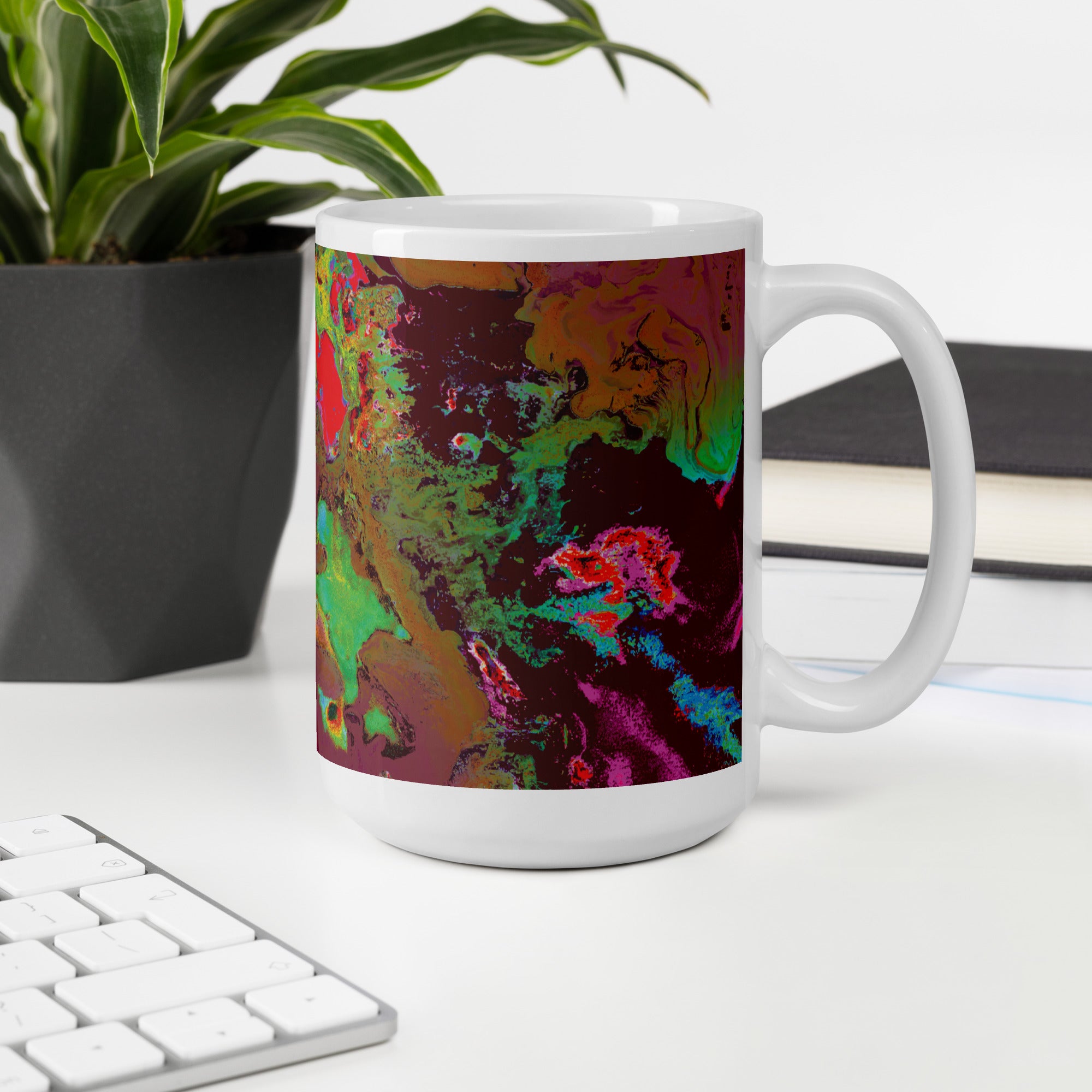 Maroon Abstract Art Ceramic Coffee Mug