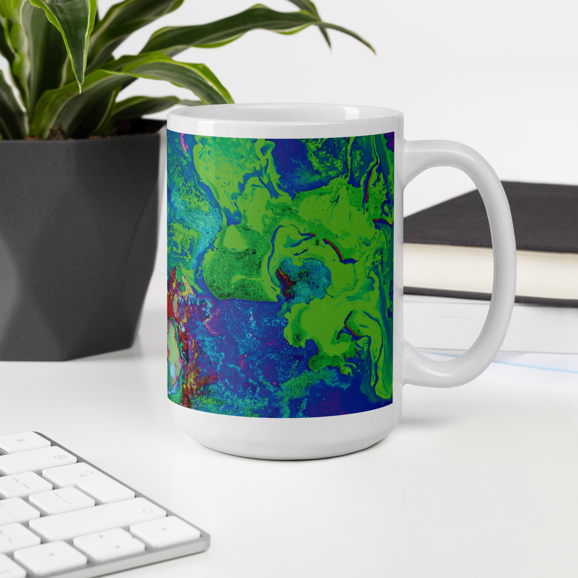 Neon Abstract Art Ceramic Coffee Mug