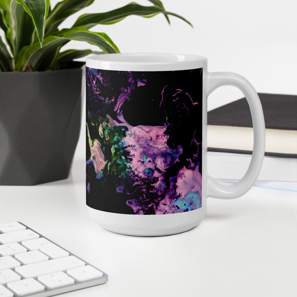 Lavender Neon Abstract Art Ceramic Coffee Mug