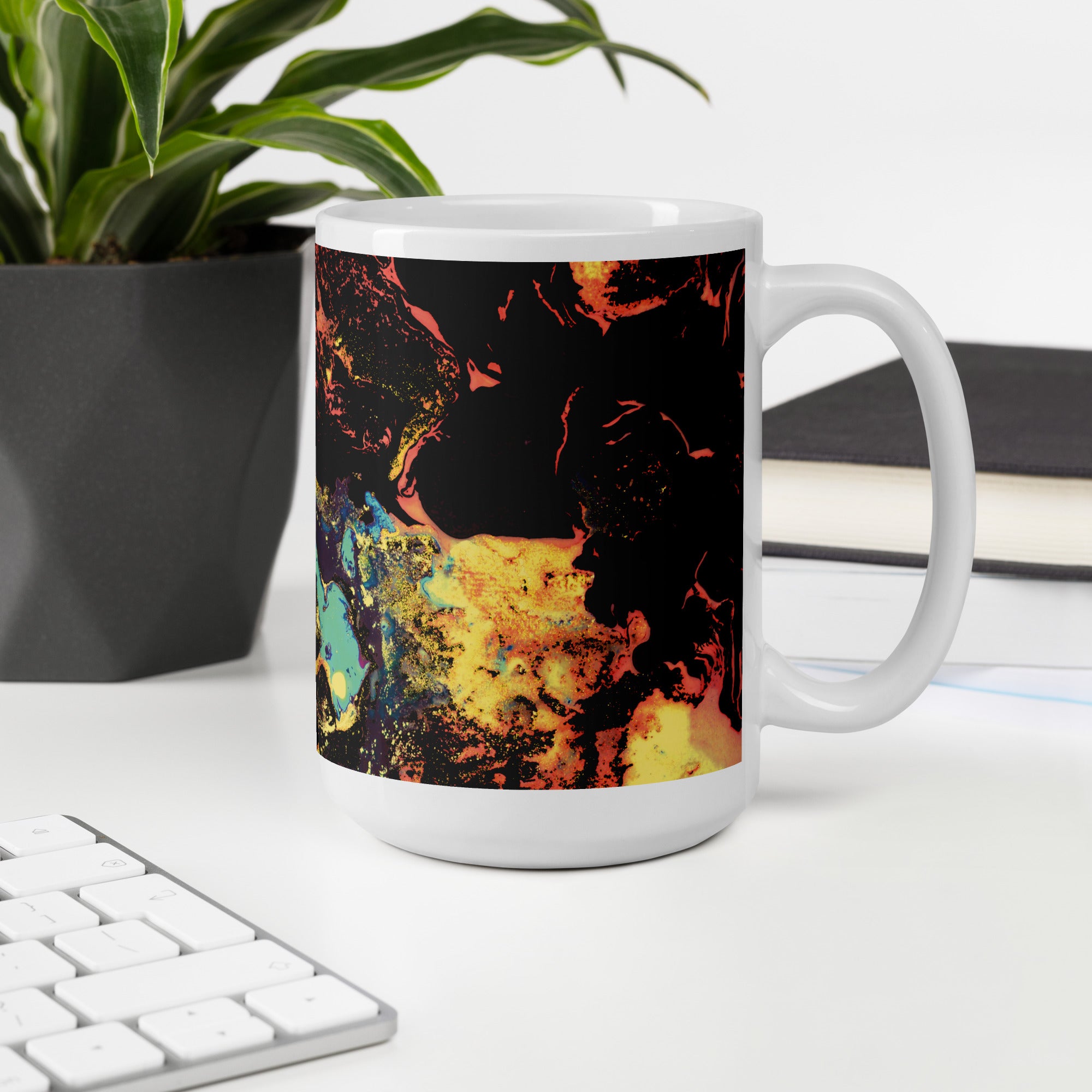 Yellow Abstract Art Ceramic Coffee Mug