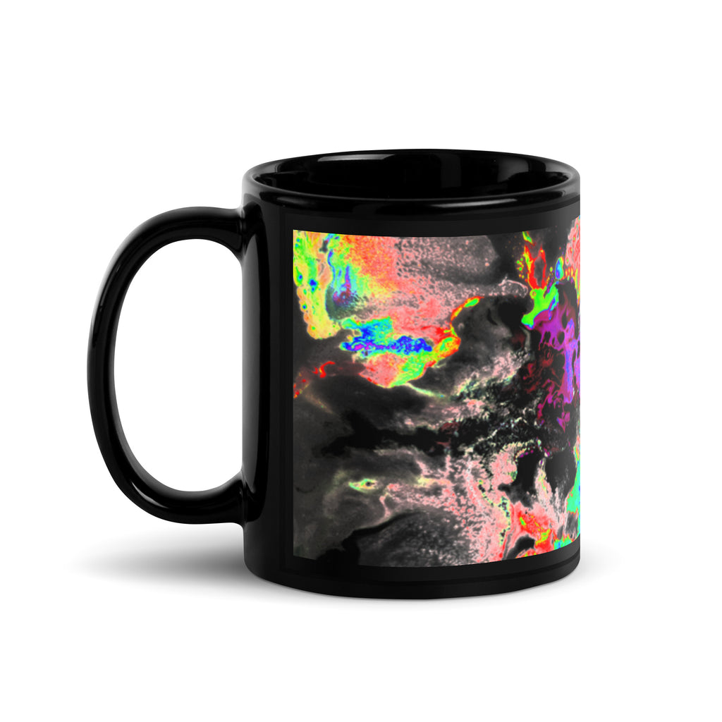 Neon Abstract Art Black Ceramic Mug